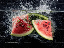 Sliced Watermelon with Splash in Water for Refreshing Summer Vibe