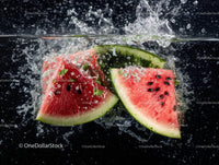 Sliced Watermelon with Splash in Water for Refreshing Summer Vibe
