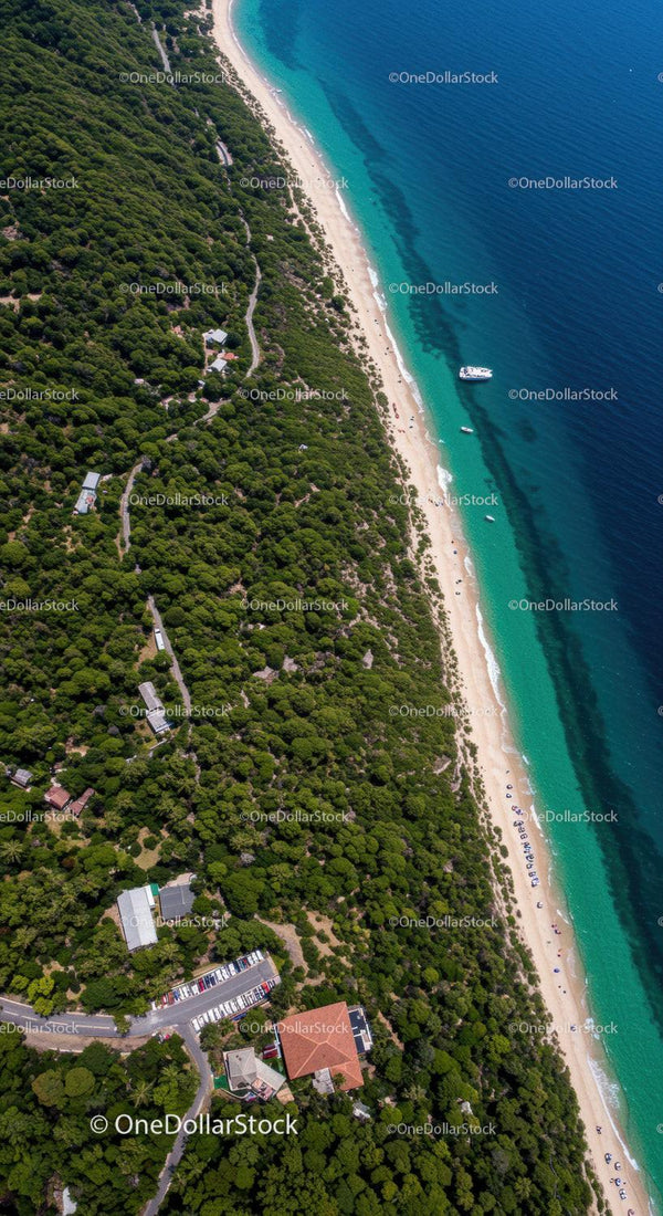 Lush Green Forest Leading to Crystal Clear Beach and Turquoise Sea