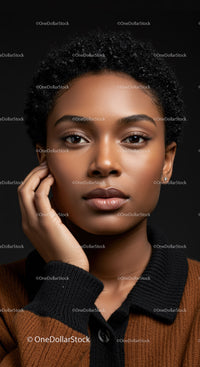 Elegant Portrait of a Confident Woman with Short Curly Hair