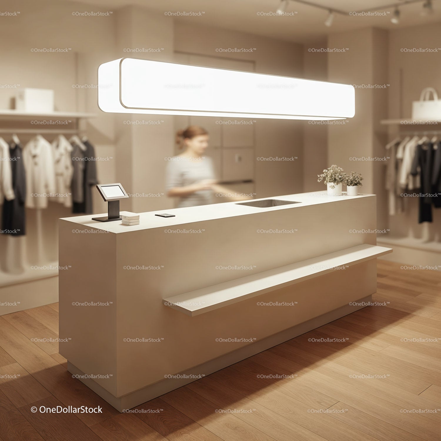 Minimalist Retail Counter in Modern Boutique Store