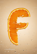 Fresh orange slice shaped like vitamin C symbol