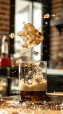 Dynamic Coffee Explosion with Frothy Beverage Splash