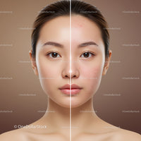 Side-by-Side Comparison of Acne-Prone and Clear Skin on a Woman
