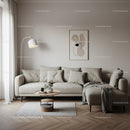 Elegant Neutral Living Room with Beige Sofa and Abstract Wall Art
