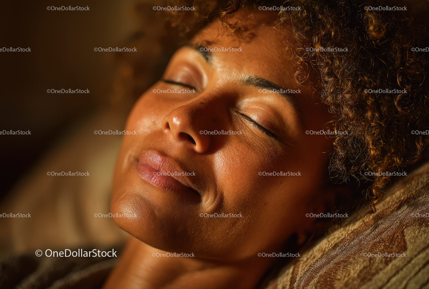 Intimate Portrait of a Relaxed Young Woman with Curly Hair