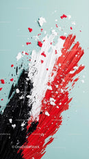 Abstract Brushstrokes with Bold Red Black and White Colors
