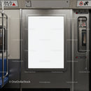 Empty lightbox ad panel inside modern subway train