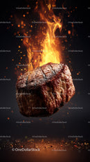 Dramatic Flaming Steak for Gourmet Culinary Presentation