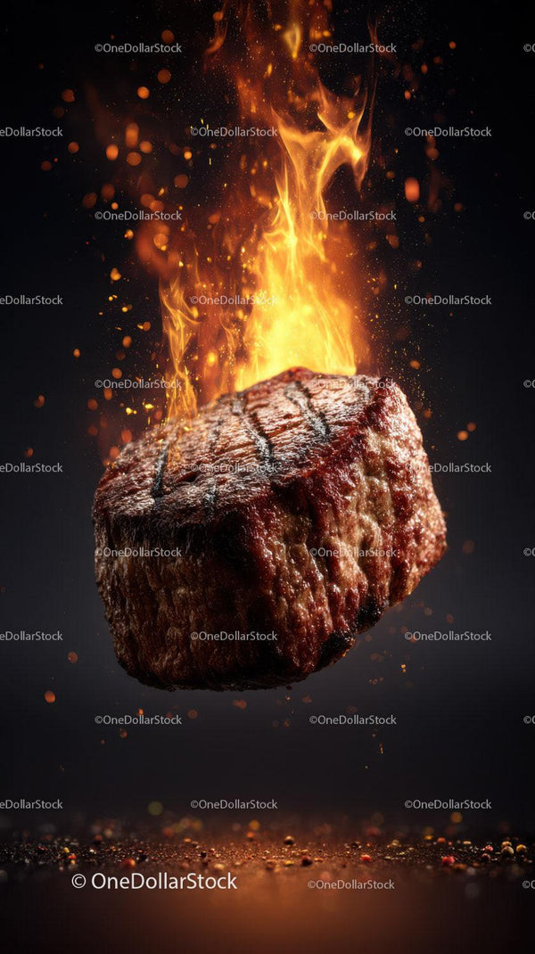 Dramatic Flaming Steak for Gourmet Culinary Presentation