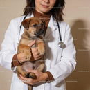 Veterinarian Holding Adorable Puppy in Clinic Setting