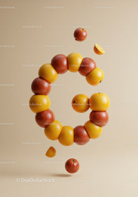 Creative arrangement of floating citrus fruits in spiral shape