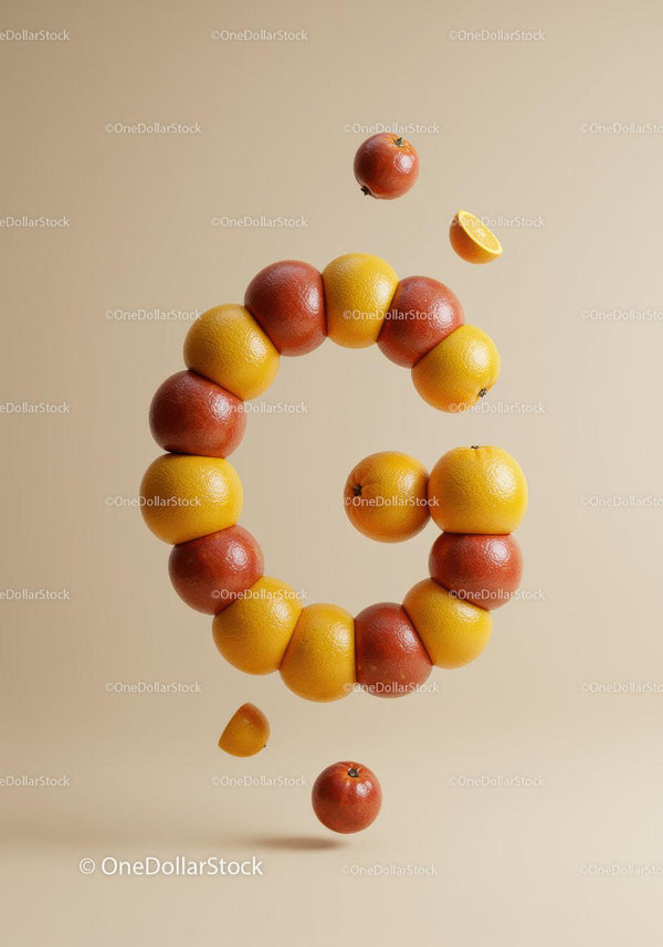 Creative arrangement of floating citrus fruits in spiral shape