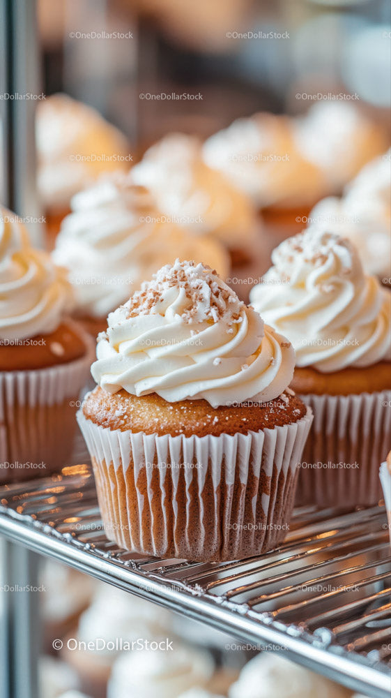 Delicious Vanilla Cupcakes with Whipped Cream Topping