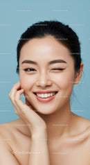 Beautiful Woman Smiling with Flawless Skin Bright and Cheerful Portrait