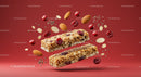 Crunchy granola bars with nuts and dried cranberries