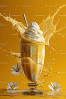 Vanilla Ice Cream and Whipped Cream Splash in Glass