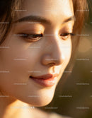 Close up of young woman with natural glowing skin