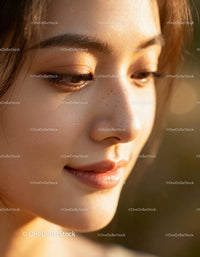 Close up of young woman with natural glowing skin