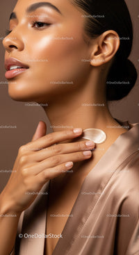 Elegant Woman with Flawless Skin and Natural Glow for Beauty Skincare