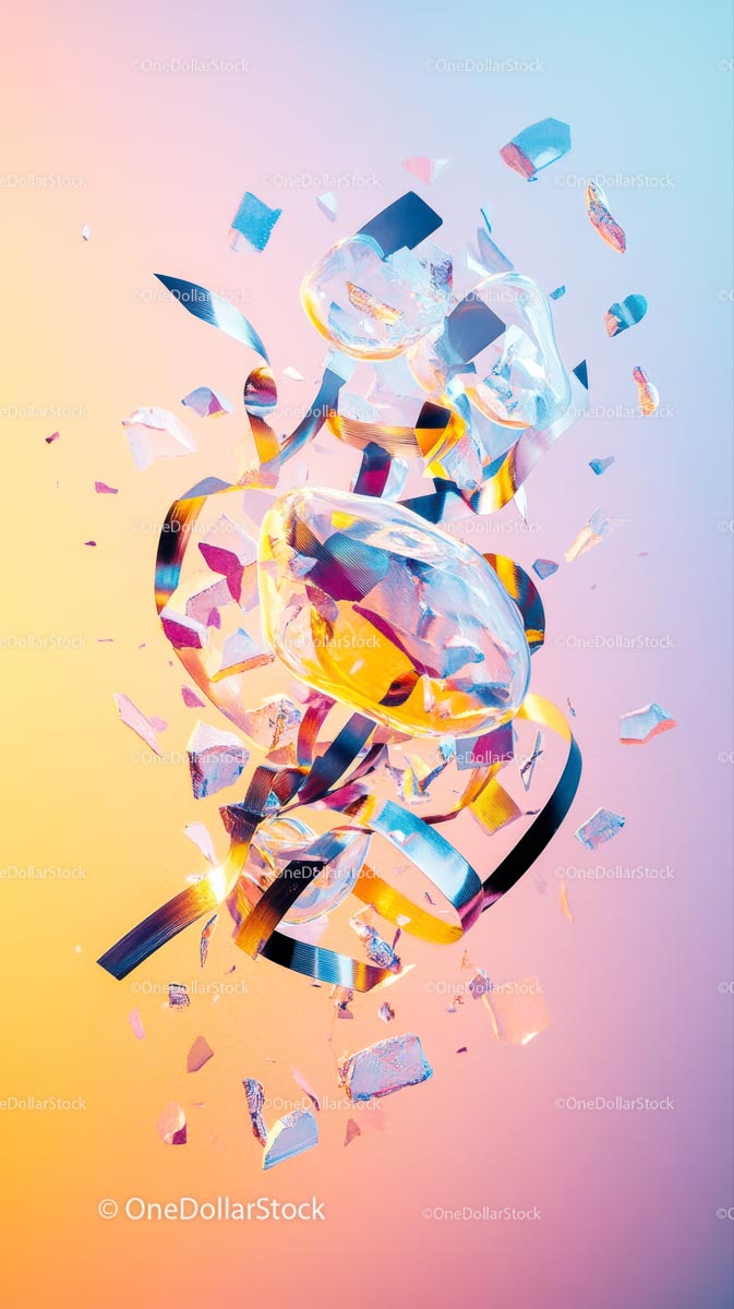 Colorful Confetti and Streamers for Festive Celebration Scene