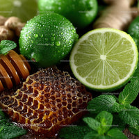 Fresh Limes, Mint Leaves and Honeycomb for Delicious Recipes