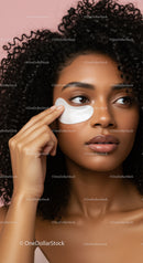 Young Woman Applying Under Eye Patches for Skin Care Routine