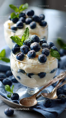 Layered Blueberry Parfait with Fresh Mint and Creamy Texture