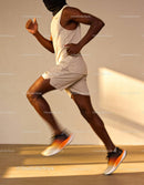 Close-up of a Male Runner in Motion Indoors