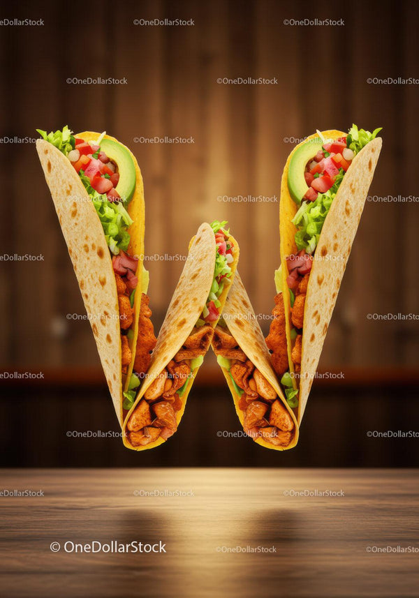 Three Chicken Tacos Filled with Fresh Vegetables