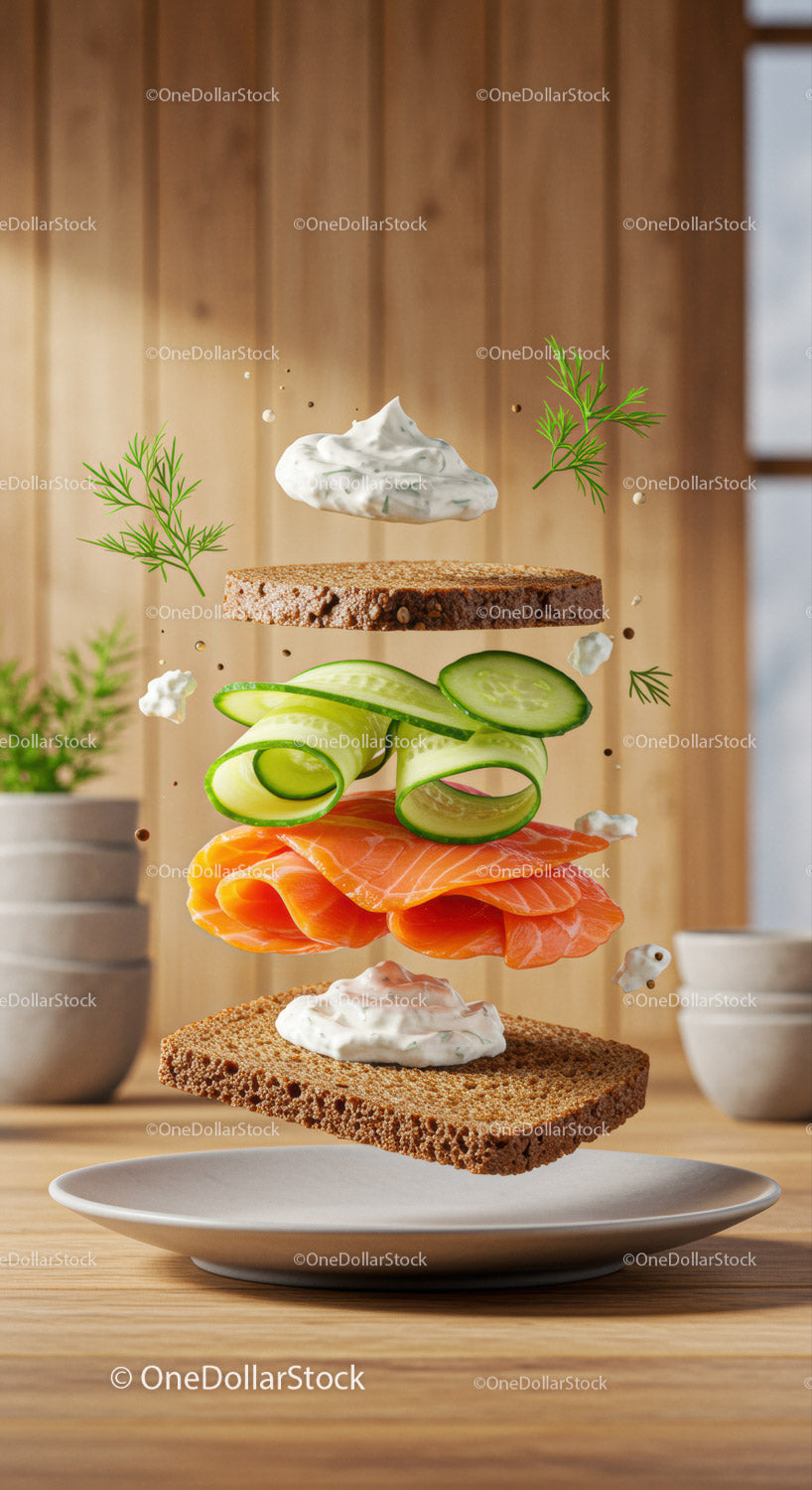 Fresh Smoked Salmon Sandwich with Creamy Dill Sauce