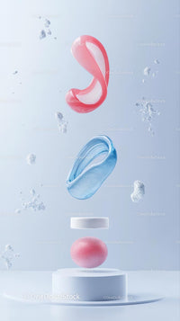 Modern Abstract Glass Sculpture Art with Floating Colorful Shapes