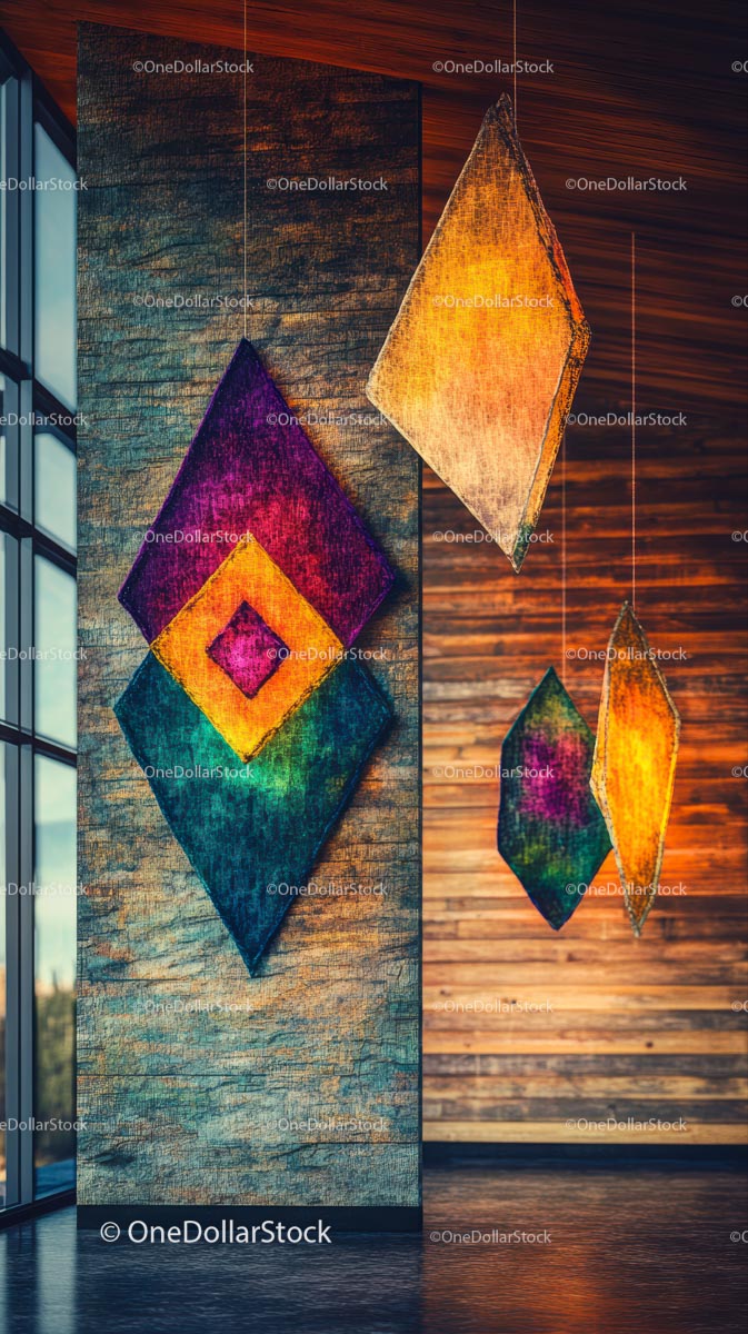 Vibrant Geometric Hanging Art Installations for Modern Interior Decor