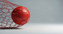 Red Soccer Ball with Goal Net in Modern Sports Setting