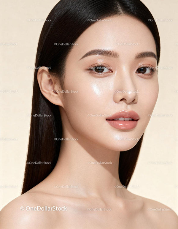 Closeup of young woman with radiant smooth skin