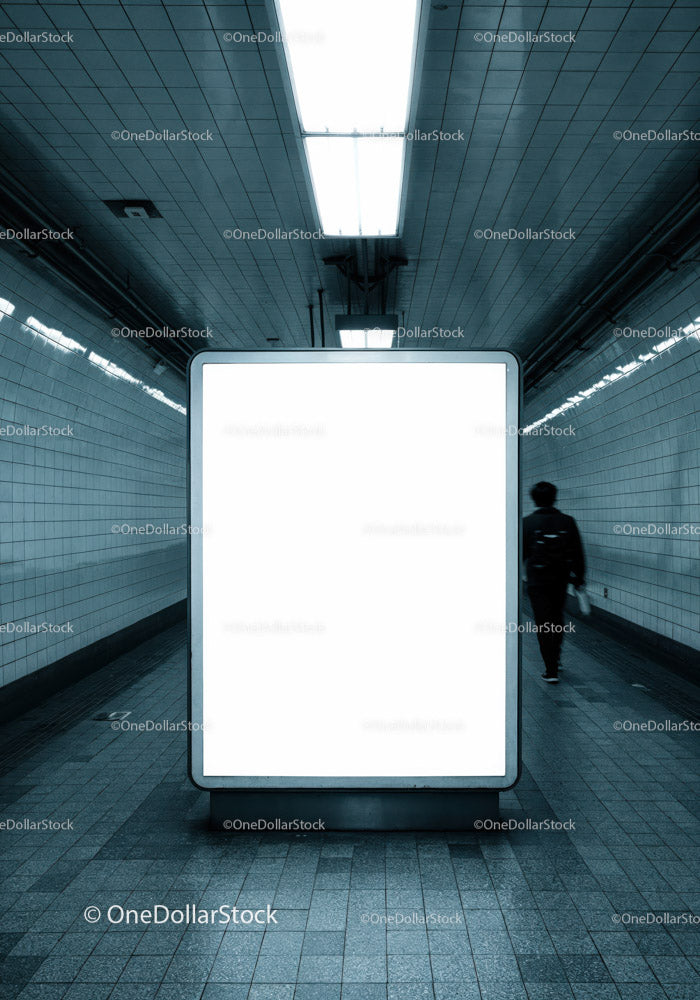 Minimalist Subway Tunnel with Tiled Walls and Modern Lighting