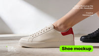 editable PSD mockup for Beige shoe with red counter