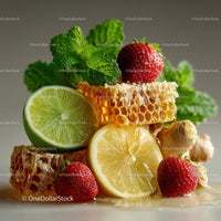 Fresh Honeycomb with Strawberries and Lime Garnish