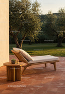 Relaxing Outdoor Lounge Chair in Sunlit Garden with Trees