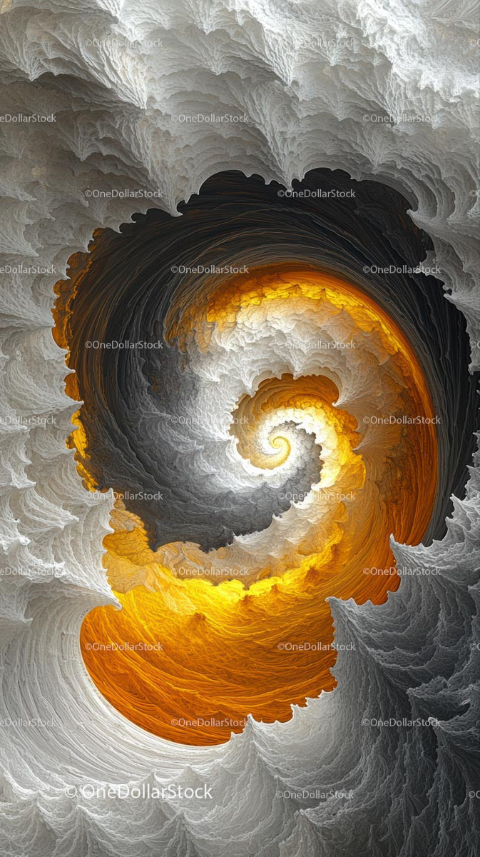 Abstract Spiral Fractal Pattern with Vibrant Orange and White Colors