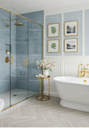 Elegant bathroom with freestanding tub and glass shower