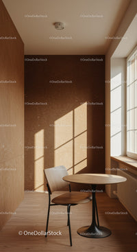 Sunlit Cozy Room with Wooden Furniture and Elegant Design
