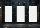 Three Large Blank Lighted Billboards in Urban Alley