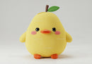 Yellow Plush Duck Toy with Green Leaf and Orange Beak