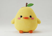 Yellow Plush Duck Toy with Green Leaf and Orange Beak