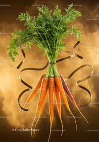 Fresh bunch of colorful carrots with vivid green tops