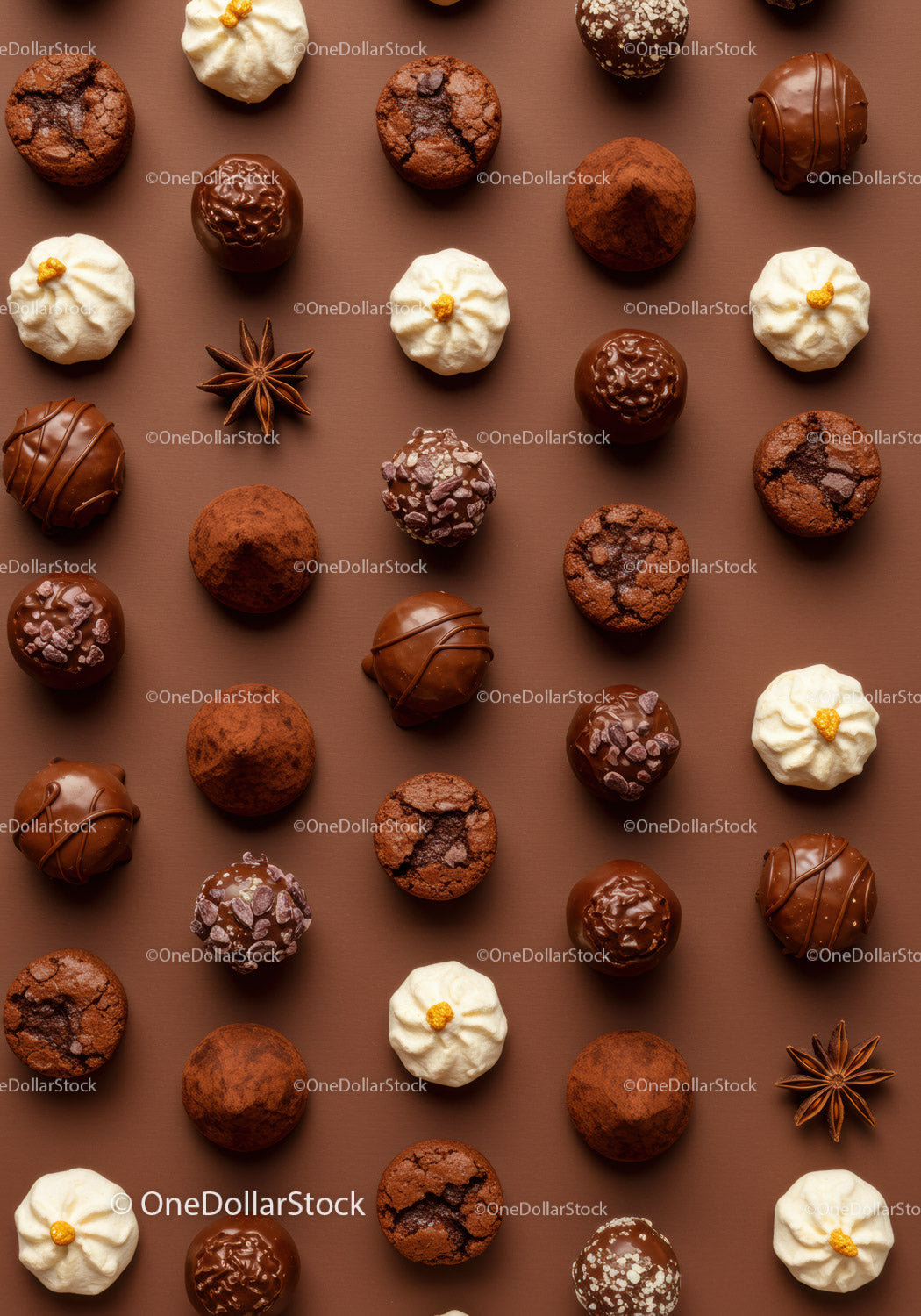 Assorted Chocolate Truffles and Meringues on Brown Surface