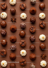 Assorted Chocolate Truffles and Meringues on Brown Surface