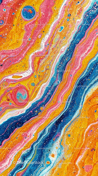 Colorful Fluid Abstract Painting with Vibrant Swirls and Swashes