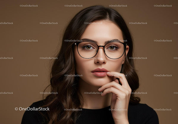 Elegant Young Woman in Glasses with Confident Expression